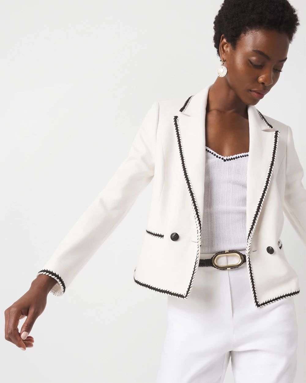Braided Trim Cropped Jacket | White House Black Market